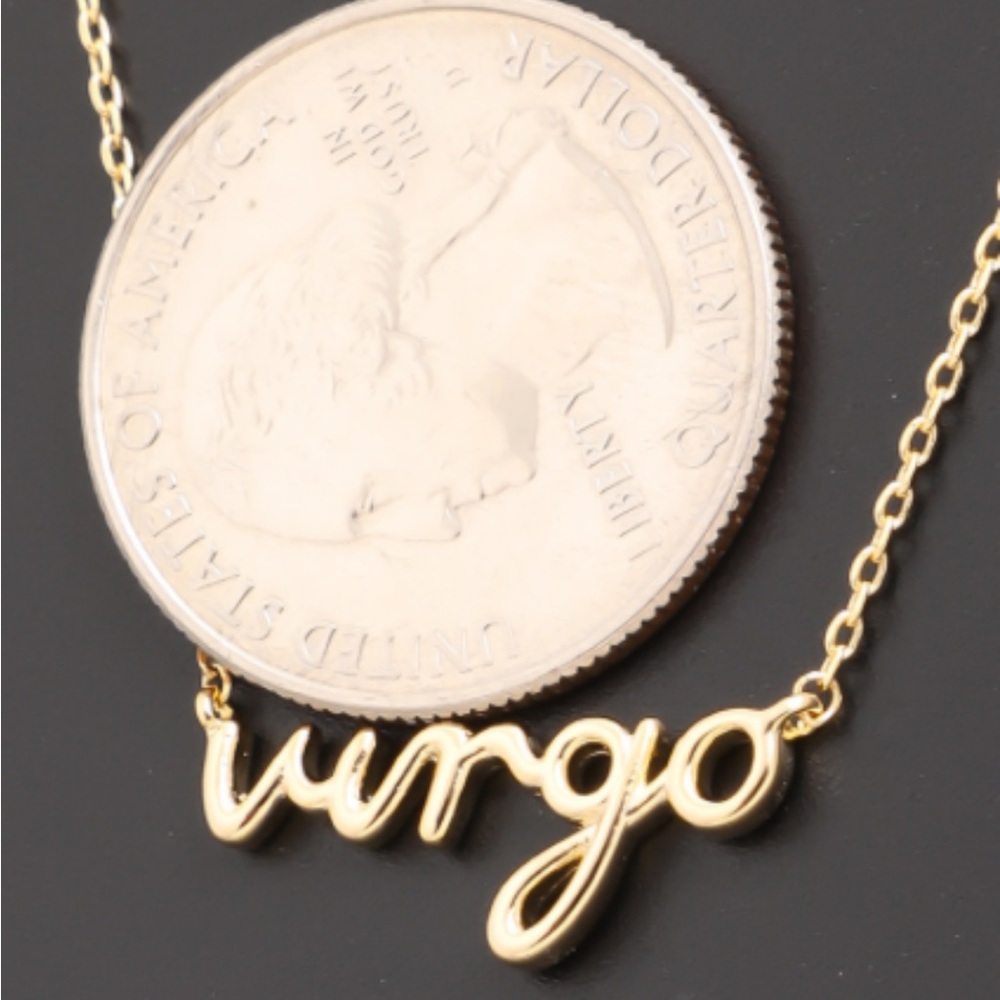 Gold zodiac pendant necklace in a fun font.  Makes a great gift.  18" - Picture 9 of 12